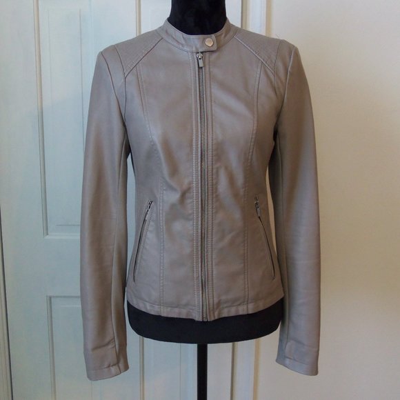 Express Faux Leather Jacket Snap Collar sz S - Picture 3 of 12